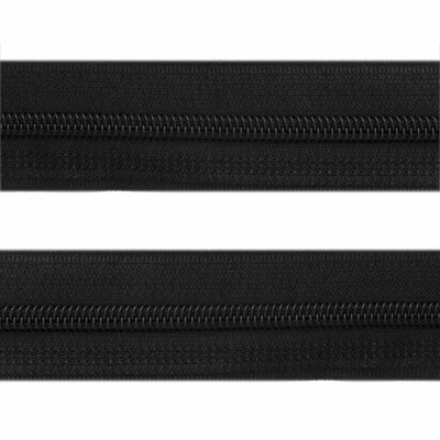Рулонная молния с покрытием PVC спираль тип 3 (упак.270м) -черная с полосой СВО - купить в Биробиджане. Цена: 12.74 руб.