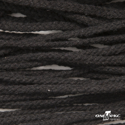 Шнур плетеный d-6 мм круглый, 70% хлопок 30% полиэстер, уп.90+/-1 м, цв.1078-черный - купить в Биробиджане. Цена: 588 руб.