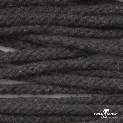 Шнур плетеный d-6 мм круглый, 70% хлопок 30% полиэстер, уп.90+/-1 м, цв.1088-т.серый - купить в Биробиджане. Цена: 588 руб.