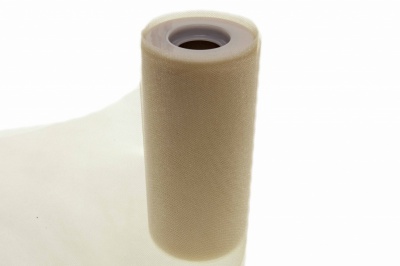 Фатин блестящий в шпульках 16-10, 12 гр/м2, шир. 15 см (в нам. 25+/-1 м), цвет молочный - купить в Биробиджане. Цена: 107.52 руб.