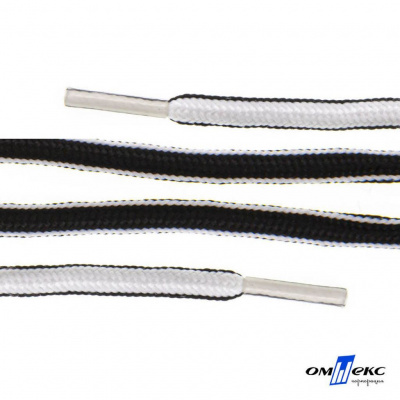 Шнурки #4-27, круглые 130 см, двухцветные (черно/белый) - купить в Биробиджане. Цена: 47.04 руб.