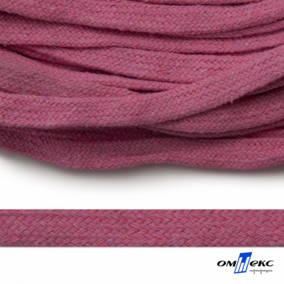 Шнур плетеный d-8 мм плоский, 70% хлопок 30% полиэстер, уп.85+/-1 м, цв.1029-розовый - купить в Биробиджане. Цена: 735 руб.