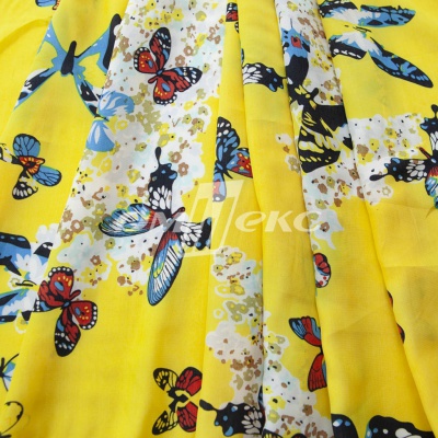 Плательная ткань "Софи" 7.2, 75 гр/м2, шир.150 см, принт бабочки - купить в Биробиджане. Цена 241.49 руб.