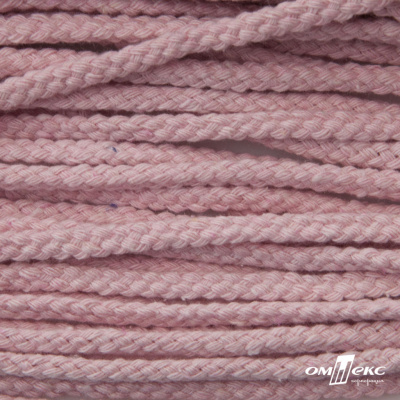 Шнур плетеный d-6 мм круглый, 70% хлопок 30% полиэстер, уп.90+/-1 м, цв.1087-розовый - купить в Биробиджане. Цена: 588 руб.