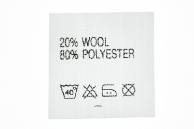 Состав и уход 20% wool 80% poliester - купить в Биробиджане. Цена: 64.21 руб.