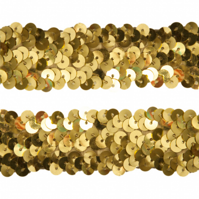 Тесьма с пайетками D16, шир. 30 мм/уп. 25+/-1 м, цвет золото - купить в Биробиджане. Цена: 1 087.39 руб.