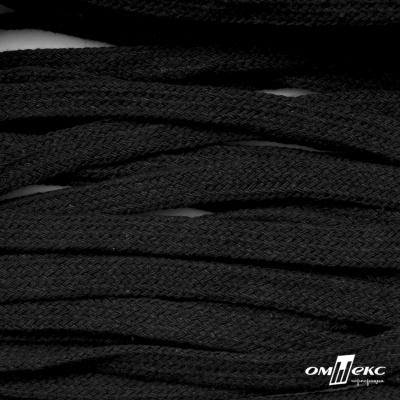 Шнур плетеный d-8 мм плоский, 70% хлопок 30% полиэстер, уп.85+/-1 м, цв.- чёрный - купить в Биробиджане. Цена: 735 руб.