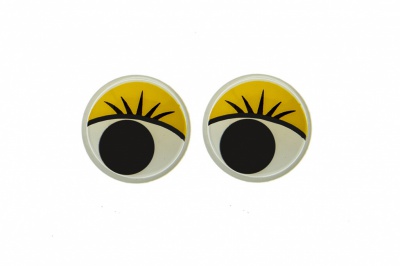 Глазки для игрушек, круглые, с бегающими зрачками, 12 мм/упак.50+/-2 шт, цв. -желтый - купить в Биробиджане. Цена: 96.01 руб.