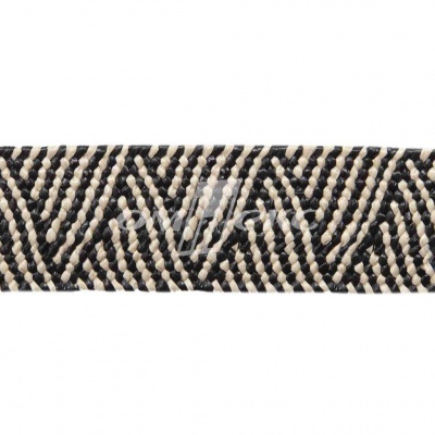 Тесьма отделочная полипропиленовая плетеная эластичная #4, шир. 43мм, цв.- меланж - купить в Биробиджане. Цена: 50.99 руб.