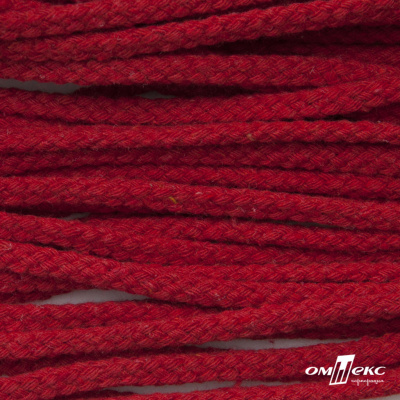 Шнур плетеный d-6 мм, круглый 70% хлопок 30% полиэстер, уп.90+/-1 м, цв.1064-красный - купить в Биробиджане. Цена: 588 руб.
