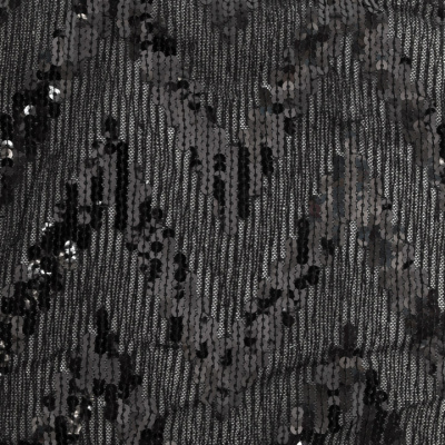 Трикотажное полотно с пайетками, шир.130 см, #311-бахрома чёрная - купить в Биробиджане. Цена 1 183.35 руб.