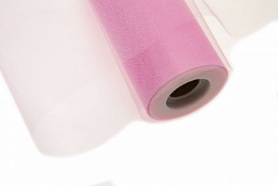 Фатин блестящий в шпульках 16-14, 12 гр/м2, шир. 15 см (в нам. 25+/-1 м), цвет розовый - купить в Биробиджане. Цена: 107.52 руб.