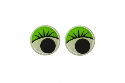 Глазки для игрушек, круглые, с бегающими зрачками, 10 мм/упак.50+/-2 шт, цв. -зеленый - купить в Биробиджане. Цена: 71.20 руб.