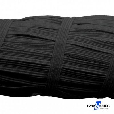 Резиновые нити с текстильным покрытием, шир. 6 мм (55 м/уп), цв.-черный - купить в Биробиджане. Цена: 210.75 руб.