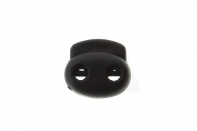 8049ТН Фиксатор пластиковый двухдырочный, 23х20 мм, цвет чёрный - купить в Биробиджане. Цена: 1.37 руб.