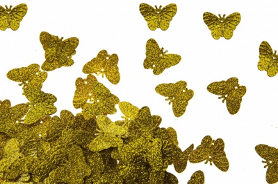 Пайетки "ОмТекс" россыпью, бабочка 23 х 18 мм/упак.50+/-2 гр, цв. SY-4605-золото - купить в Биробиджане. Цена: 138.45 руб.