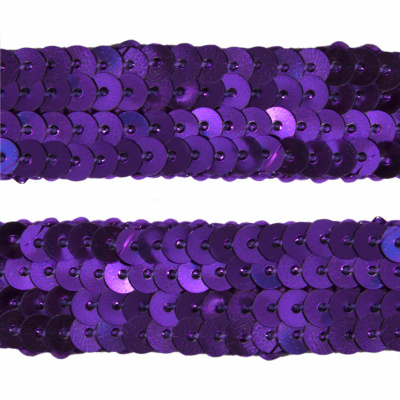 Тесьма с пайетками 12, шир. 20 мм/уп. 25+/-1 м, цвет фиолет - купить в Биробиджане. Цена: 778.19 руб.