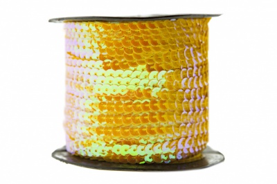 Пайетки "ОмТекс" на нитях, CREAM, 6 мм С / упак.73+/-1м, цв. 92 - золото - купить в Биробиджане. Цена: 484.77 руб.