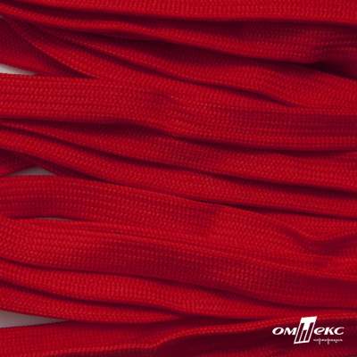 Шнур плетеный (плоский) d-12 мм, (уп.90+/-1м), 100% полиэстер, цв.253 - красный - купить в Биробиджане. Цена: 8.62 руб.
