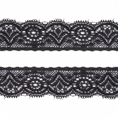 Кружево эластичное LY-311, шир. 20 мм, цвет чёрный - купить в Биробиджане. Цена: 19.25 руб.