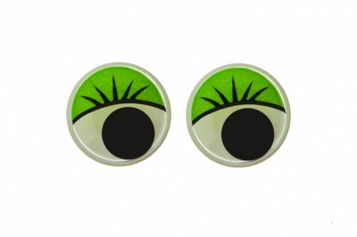 Глазки для игрушек, круглые, с бегающими зрачками, 15 мм/упак.50+/-2 шт, цв. -зеленый - купить в Биробиджане. Цена: 113.01 руб.