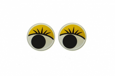 Глазки для игрушек, круглые, с бегающими зрачками, 10 мм/упак.50+/-2 шт, цв. -желтый - купить в Биробиджане. Цена: 71.20 руб.