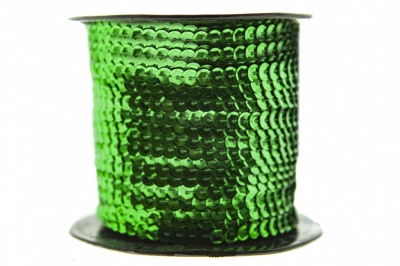 Пайетки "ОмТекс" на нитях, SILVER-BASE, 6 мм С / упак.73+/-1м, цв. 4 - зеленый - купить в Биробиджане. Цена: 484.77 руб.