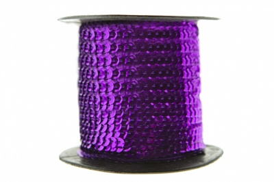 Пайетки "ОмТекс" на нитях, SILVER-BASE, 6 мм С / упак.73+/-1м, цв. 12 - фиолет - купить в Биробиджане. Цена: 300.55 руб.