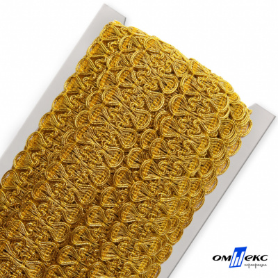 Тесьма металлизированная 0384-0777, шир. 34 мм/уп. 25+/-1 м, цвет золото - купить в Биробиджане. Цена: 586.51 руб.