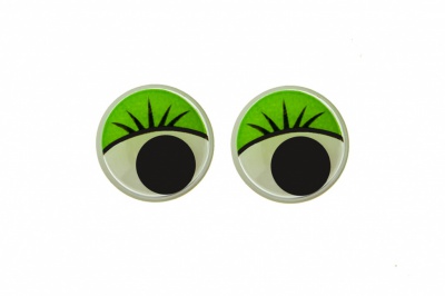 Глазки для игрушек, круглые, с бегающими зрачками, 12 мм/упак.50+/-2 шт, цв. -зеленый - купить в Биробиджане. Цена: 96.01 руб.