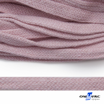 Шнур плетеный d-8 мм плоский, 70% хлопок 30% полиэстер, уп.85+/-1 м, цв.1019-св.розовый - купить в Биробиджане. Цена: 735 руб.
