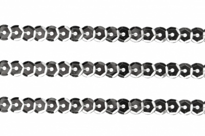 Пайетки "ОмТекс" на нитях, SILVER-BASE, 6 мм С / упак.73+/-1м, цв. 1 - серебро - купить в Биробиджане. Цена: 468.37 руб.