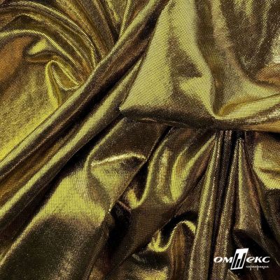 Трикотажное полотно голограмма, шир.140 см, #602 -чёрный/золото - купить в Биробиджане. Цена 385.88 руб.