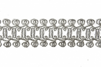 Тесьма металлизированная 7866, шир. 25 мм/уп. 13,7+/-1 м, цвет серебро - купить в Биробиджане. Цена: 1 293.60 руб.