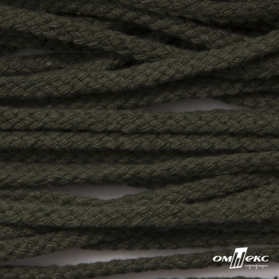 Шнур плетеный d-6 мм круглый, 70% хлопок 30% полиэстер, уп.90+/-1 м, цв.1075-хаки - купить в Биробиджане. Цена: 588 руб.