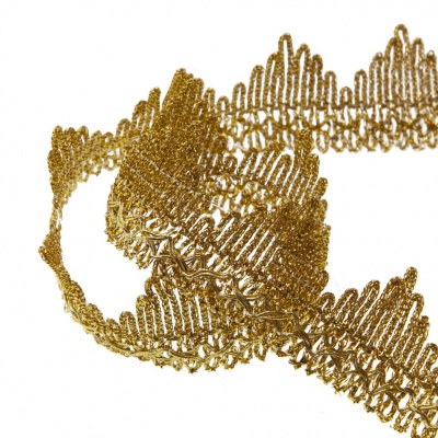 Тесьма металлизированная 0384-0240, шир. 40 мм/уп. 25+/-1 м, цвет золото - купить в Биробиджане. Цена: 490.74 руб.