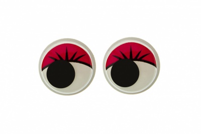 Глазки для игрушек, круглые, с бегающими зрачками, 12 мм/упак.50+/-2 шт, цв. -красный - купить в Биробиджане. Цена: 95.04 руб.
